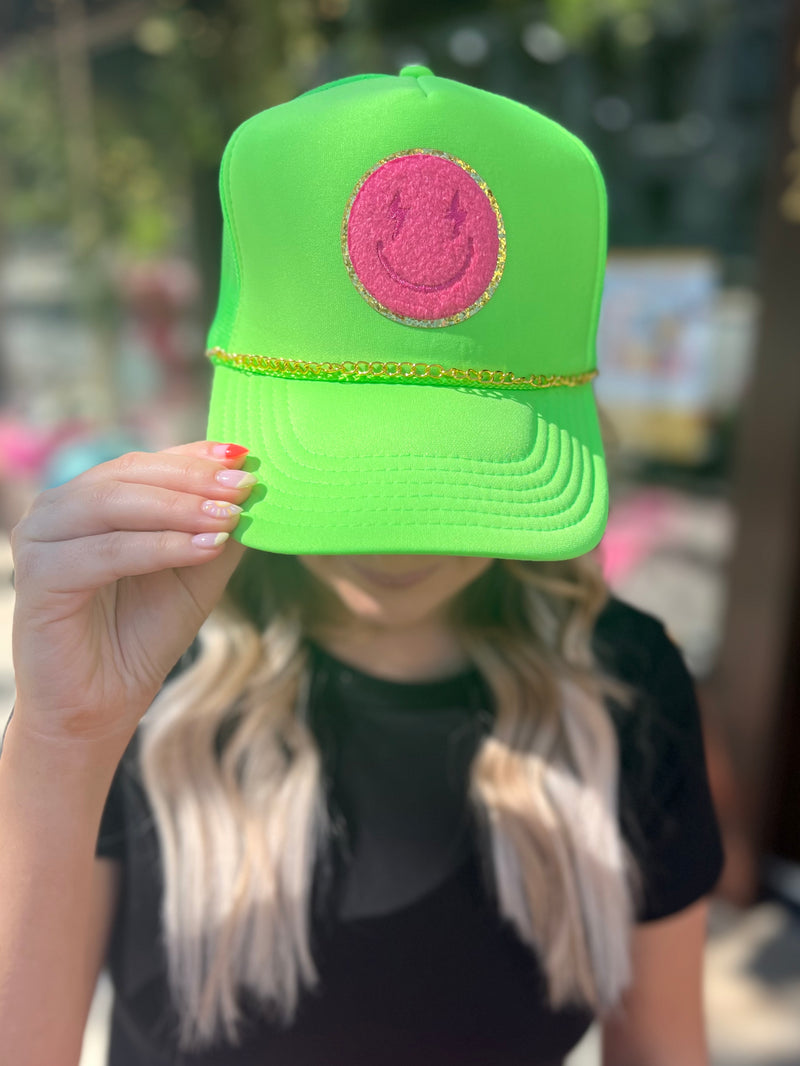 Stay Smiling Hat : Neon Green