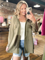 All Again Button Up Top : Olive