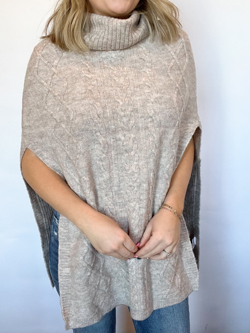 Bet On It Poncho Sweater : Oatmeal