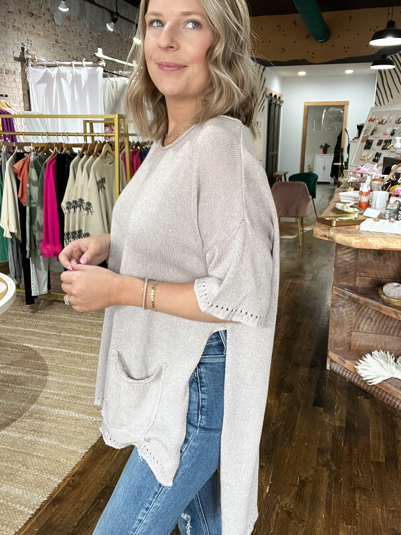 Cozy Sunday Top : Taupe