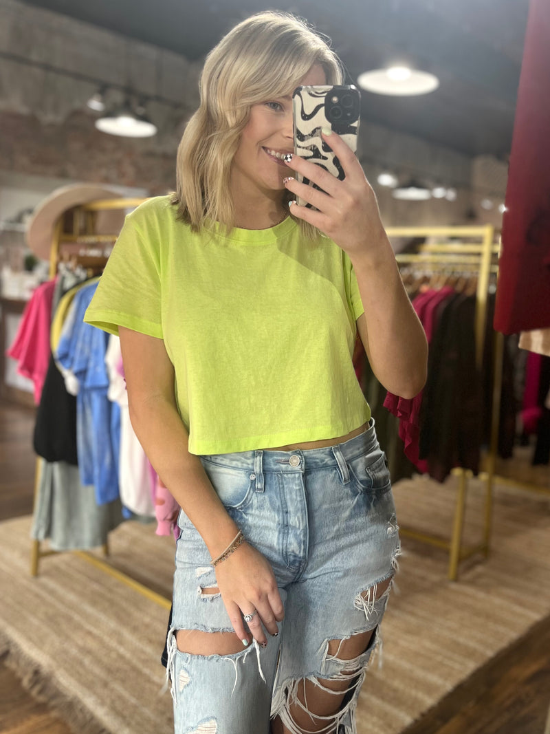 Boxy Cropped Tee : Lime