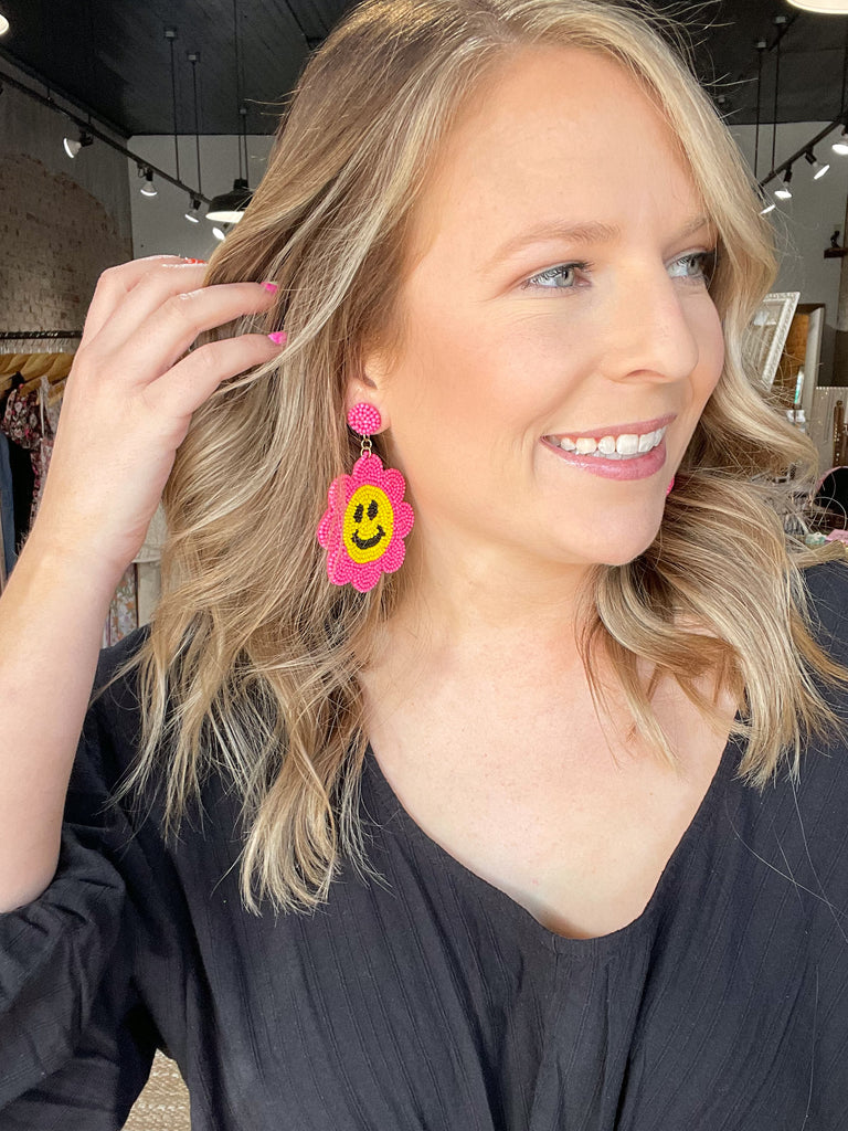 Happy Flowers Earrings : Pink