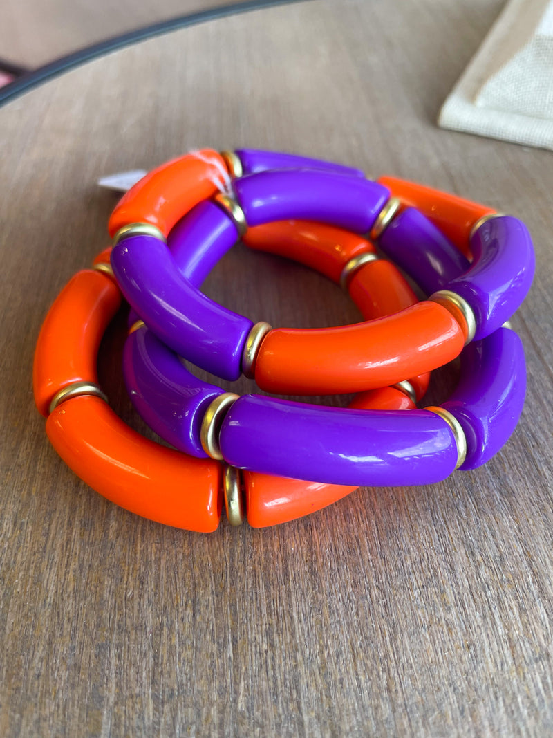 Chunky Bracelet Stack : Orange/Purple