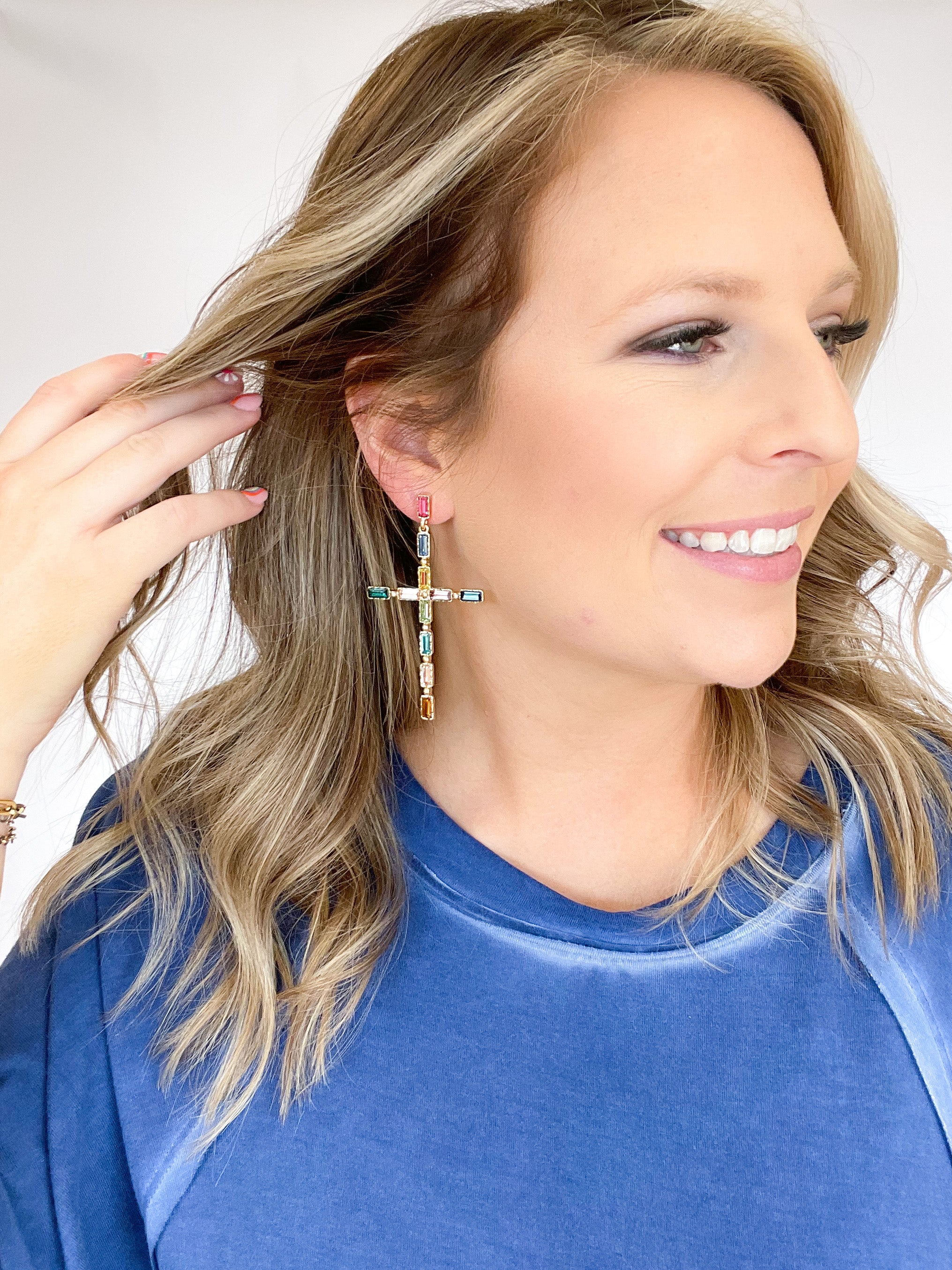 Multi Color Cross Earrings